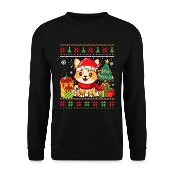 Design « Chat mignon avec chapeau de Père Noël » - Sweat-shirt Unisexe - noir - Devant - Alina (178cm) & Michal (187cm)