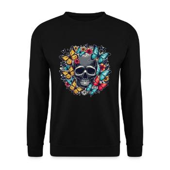 Conception de papillon de crâne - Sweat-shirt Unisexe - noir - Devant - Alina (178cm) & Michal (187cm)