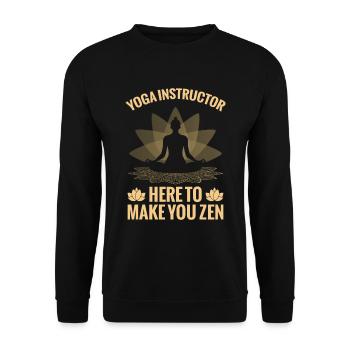 Yogalehrer: Hier, Um Dich Zum Zen Zu Bringen - Unisex Pullover - Schwarz - Vorne - Alina (178cm) & Michal (187cm)