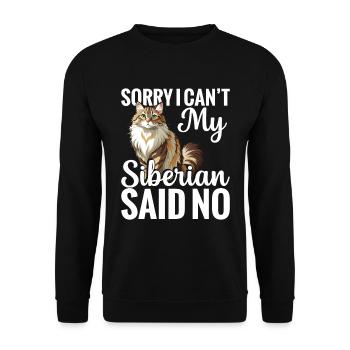 Katze Entschuldigung, Ich Kann Nicht Mein - Unisex Pullover - Schwarz - Vorne - Alina (178cm) & Michal (187cm)
