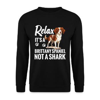 Chien détend, c’est un épagneul breton, pas un requin - Sweat-shirt Unisexe - noir - Devant - Alina (178cm) & Michal (187cm)