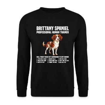 Chien Brittany Spaniel Dresseur Humain Professionnel - Sweat-shirt Unisexe - noir - Devant - Alina (178cm) & Michal (187cm)