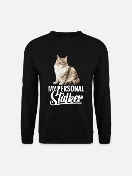 Katze: Mein Persönlicher Stalker - Unisex Pullover - Schwarz