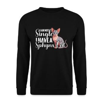 I'm not single, I have a Sphynx cat. - Unisex Sweatshirt - black - Front - Alina (178cm) & Michal (187cm)
