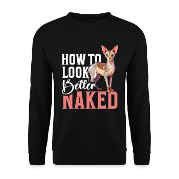 "I can't stay, my Sphynx cat is waiting - Unisex Sweatshirt - black - Front - Alina (178cm) & Michal (187cm)