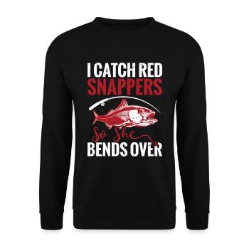 Quand je pêche, j’attrape des vivaneaux rouges, alors pliez-les - Sweat-shirt Unisexe - noir - Devant - Alina (178cm) & Michal (187cm)