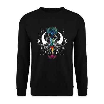 Namaste illustration of a beautiful, detailed - Unisex Sweatshirt - black - Front - Alina (178cm) & Michal (187cm)