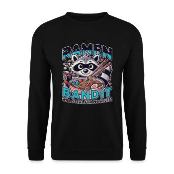 Waschbär-ramen-bandit: Wird Nach Nudeln Stehlen - Unisex Pullover - Schwarz - Vorne - Alina (178cm) & Michal (187cm)