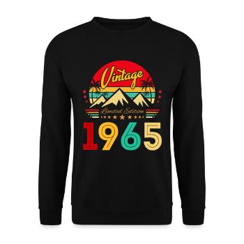 Retro Vintage Limited Edition Born in 1965 - Unisex Pullover - Schwarz - Vorne - Alina (178cm) & Michal (187cm)