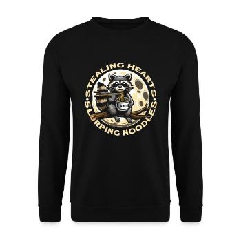 Waschbär Ramen Bandit: Herzen Stehlen Und - Unisex Pullover - Schwarz - Vorne - Alina (178cm) & Michal (187cm)