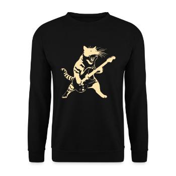 Rockin' Kitty A cool design with a cat - Unisex Sweatshirt - black - Front - Alina (178cm) & Michal (187cm)