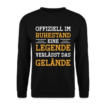 Offiziell im Ruhestand Legende verlässt Gelände - Unisex Pullover - Schwarz - Vorne - Alina (178cm) & Michal (187cm)
