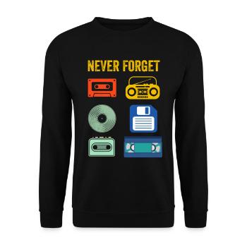 Never Forget Retro electronic devices Vintage - Unisex Pullover - Schwarz - Vorne - Alina (178cm) & Michal (187cm)