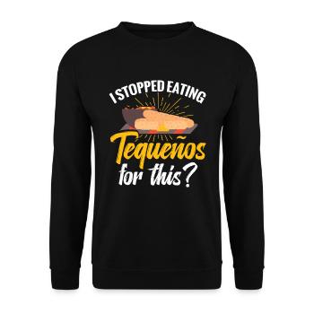 J’ai arrêté de manger des tequeños à cause de ça ? - Sweat-shirt Unisexe - noir - Devant - Alina (178cm) & Michal (187cm)