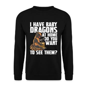 I have baby dragons at home, do you want them - Unisex Sweatshirt - black - Front - Alina (178cm) & Michal (187cm)
