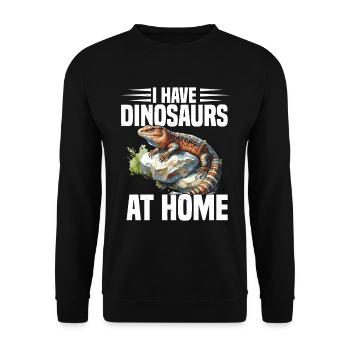 Ich Habe Dinosaurier Zu Hause - Unisex Pullover - Schwarz - Vorne - Alina (178cm) & Michal (187cm)