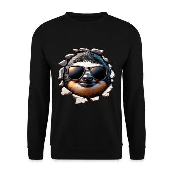 Funny cute sloth with sunglasses wall - Unisex Sweatshirt - black - Front - Alina (178cm) & Michal (187cm)