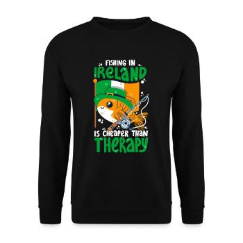 Angeln in Irland ist günstiger als eine Therapie - Unisex Pullover - Schwarz - Vorne - Alina (178cm) & Michal (187cm)