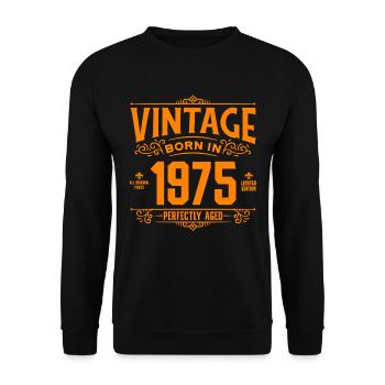 Vintage born in 1975 Birthday 50 Years 50 Jahre - Unisex Sweatshirt - black - Front - Alina (178cm) & Michal (187cm)