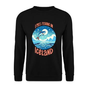 Fishing in Iceland - Unisex Sweatshirt - black - Front - Alina (178cm) & Michal (187cm)