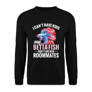 "I can't have children, my betta fish - Unisex Sweatshirt - black - Front - Alina (178cm) & Michal (187cm)