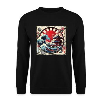Pagode japonaise traditionnelle, - Sweat-shirt Unisexe - noir - Devant - Alina (178cm) & Michal (187cm)