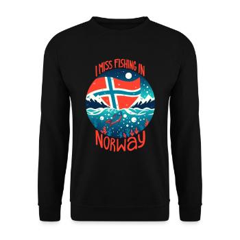 Angeln in Norwegen - Unisex Pullover - Schwarz - Vorne - Alina (178cm) & Michal (187cm)