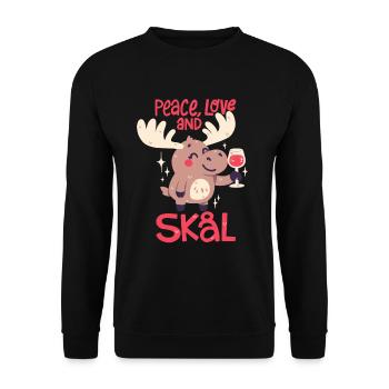 Frieden, Liebe und Skal (Prost) - Unisex Pullover - Schwarz - Vorne - Alina (178cm) & Michal (187cm)