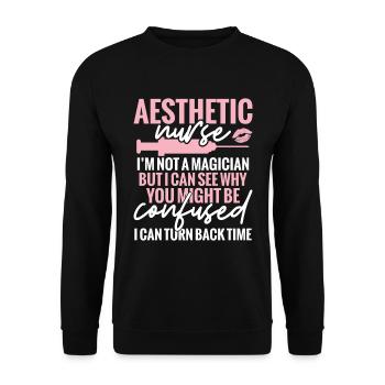 Ästhetische Krankenschwester Ich Bin Kein - Unisex Pullover - Schwarz - Vorne - Alina (178cm) & Michal (187cm)