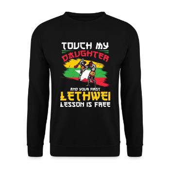 Touchez ma fille et votre premier - Sweat-shirt Unisexe - noir - Devant - Alina (178cm) & Michal (187cm)
