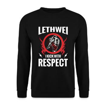 Lethwei Ich Trete Mit Respekt - Unisex Pullover - Schwarz - Vorne - Alina (178cm) & Michal (187cm)