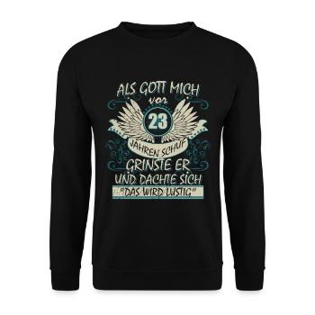 23. Geburtstag Jahrgang 2002 Lustig - Unisex Pullover - Schwarz - Vorne - Alina (178cm) & Michal (187cm)