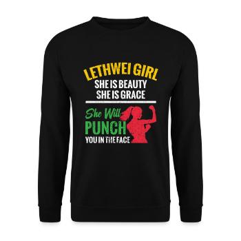 Lethwei Mädchen, Sie Ist Schönheit, Sie Ist Gnade, - Unisex Pullover - Schwarz - Vorne - Alina (178cm) & Michal (187cm)