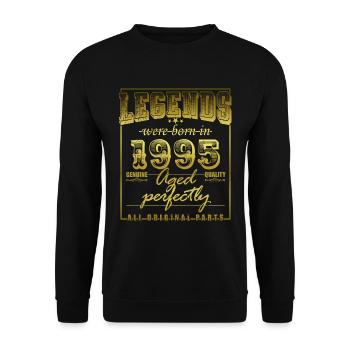 Jahrgang 1995 Lustiger 30 Jahre alt Spruch 30. - Unisex Pullover - Schwarz - Vorne - Alina (178cm) & Michal (187cm)