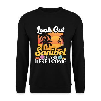 Keep an eye out for Sanibel Island, here you come - Unisex Sweatshirt - black - Front - Alina (178cm) & Michal (187cm)