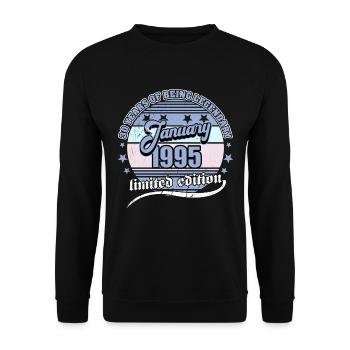 30th birthday January 1995 Born 30 years - Unisex Sweatshirt - black - Front - Alina (178cm) & Michal (187cm)