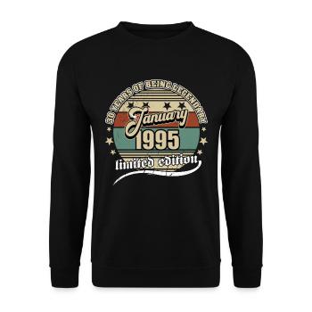 30. Geburtstag Januar 1995 Jahrgang 30 Jahre - Unisex Pullover - Schwarz - Vorne - Alina (178cm) & Michal (187cm)