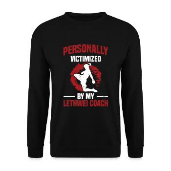 Personal victim of my Lethwei trainer - Unisex Sweatshirt - black - Front - Alina (178cm) & Michal (187cm)