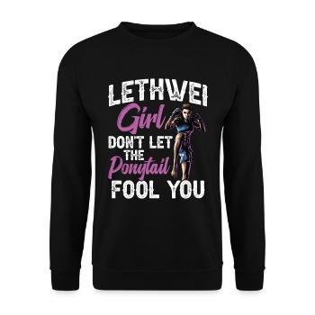 Lethwei Girl, ne laisse pas ta queue de cheval - Sweat-shirt Unisexe - noir - Devant - Alina (178cm) & Michal (187cm)