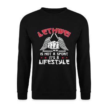 Lethwei Ist Kein Sport, Sondern Ein Lebensstil - Unisex Pullover - Schwarz - Vorne - Alina (178cm) & Michal (187cm)