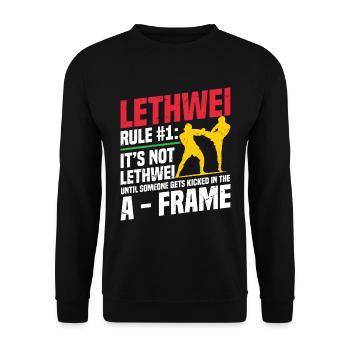 Lethwei Ist Kein Sport, Sondern Ein Lebensstil - Unisex Pullover - Schwarz - Vorne - Alina (178cm) & Michal (187cm)