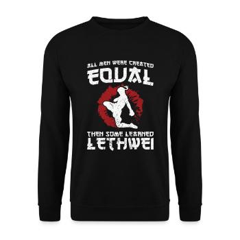 Alle Menschen Wurden Gleich Geschaffen, Damals - Unisex Pullover - Schwarz - Vorne - Alina (178cm) & Michal (187cm)