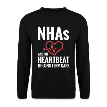 Nhas Sind Der Herzschlag Der Langzeitpflege. - Unisex Pullover - Schwarz - Vorne - Alina (178cm) & Michal (187cm)