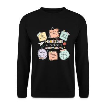 Prof Montessori par laquelle je me lève - Sweat-shirt Unisexe - noir - Devant - Alina (178cm) & Michal (187cm)