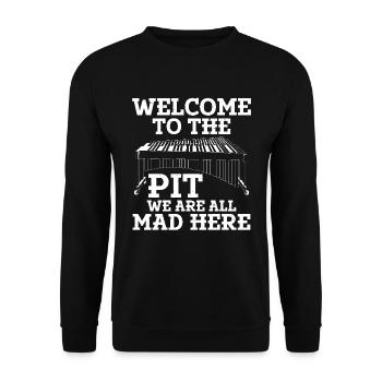 Vibraphon Willkommen Im Pit, Hier Sind Wir Alle - Unisex Pullover - Schwarz - Vorne - Alina (178cm) & Michal (187cm)