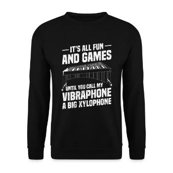 Es Ist Alles Spaß Und Spiel, Bis Du Mein Vibraphon - Unisex Pullover - Schwarz - Vorne - Alina (178cm) & Michal (187cm)
