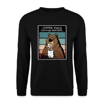 Aber zuerst Kaffee für Kaffeeliebhaber lustiger - Unisex Pullover - Schwarz - Vorne - Alina (178cm) & Michal (187cm)