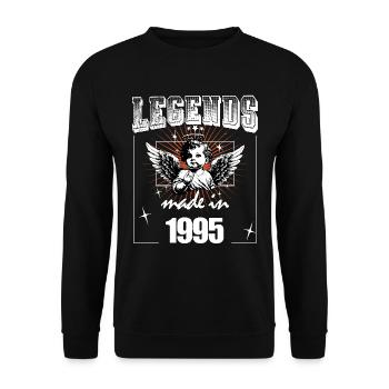 Jahrgang 1995 Lustiger 30 Jahre alt Spruch 30. - Unisex Pullover - Schwarz - Vorne - Alina (178cm) & Michal (187cm)
