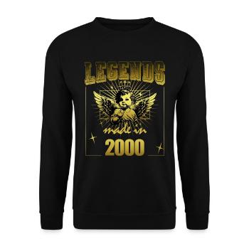 Jahrgang 2000 Lustiger 25 Jahre alt Spruch 25. - Unisex Pullover - Schwarz - Vorne - Alina (178cm) & Michal (187cm)