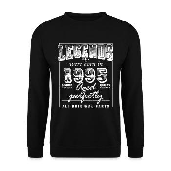 Jahrgang 1995 Lustiger 30 Jahre alt Spruch 30. - Unisex Pullover - Schwarz - Vorne - Alina (178cm) & Michal (187cm)